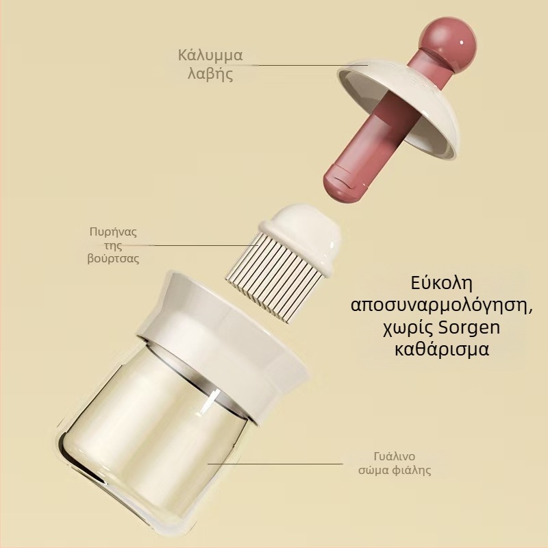 Δύο σε ένα βούρτσα για φιάλη λαδιού με σιλικόνη λαβή και PP κεφαλή, για κουζίνα και μπάρμπεκιου