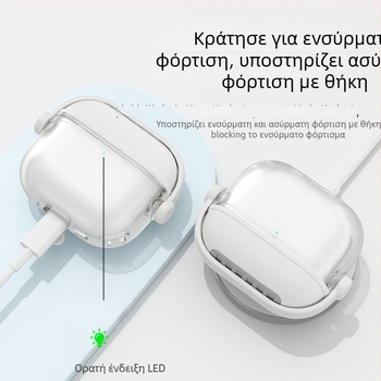 Θήκη προστασίας AirPods 4 / Pro, σιλικόνη μαλακή, ημιδιαφανές μωσαϊκό σχέδιο, πλήρης κάλυψη, καπάκι με αναδίπλωση και βάση στήριξης.