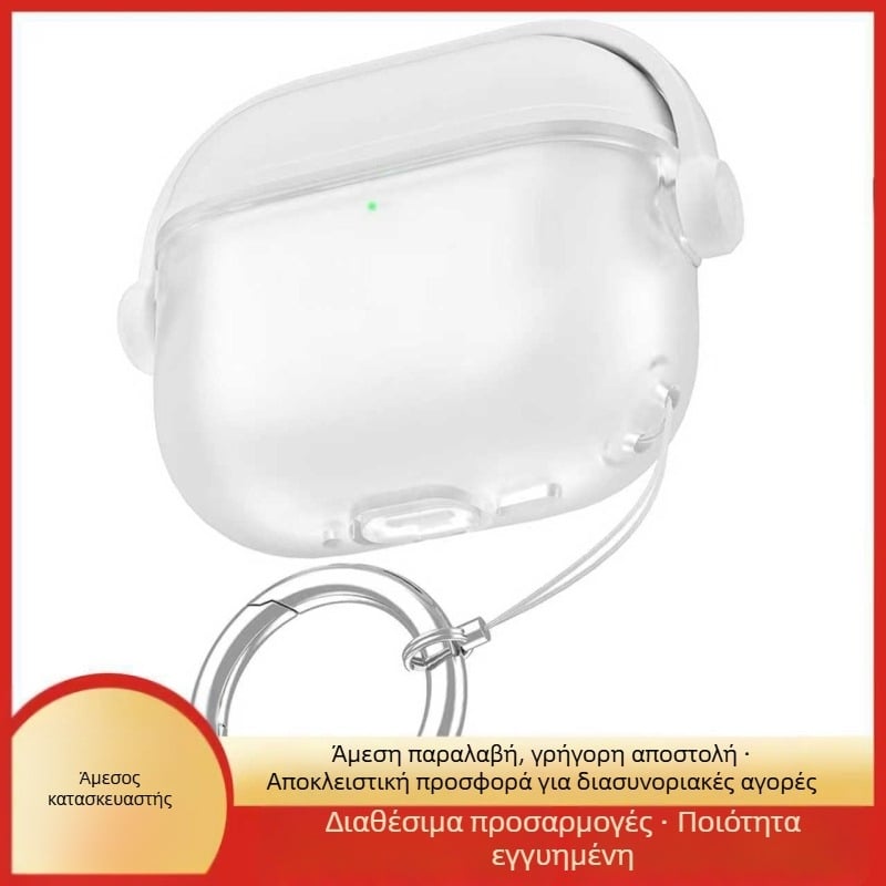 Θήκη προστασίας AirPods 4 / Pro, σιλικόνη μαλακή, ημιδιαφανές μωσαϊκό σχέδιο, πλήρης κάλυψη, καπάκι με αναδίπλωση και βάση στήριξης.