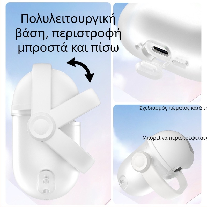 Θήκη προστασίας AirPods 4 / Pro, σιλικόνη μαλακή, ημιδιαφανές μωσαϊκό σχέδιο, πλήρης κάλυψη, καπάκι με αναδίπλωση και βάση στήριξης.