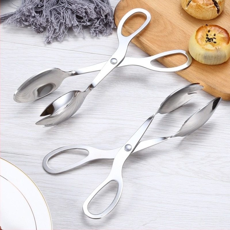 Κλιπ φαγητού από ανοξείδωτο ατσάλι για σαλάτες, ψήσιμο και μπάρμπεκιου – αντικαύση, έτοιμο για λογότυπο, προσαρμοστικό