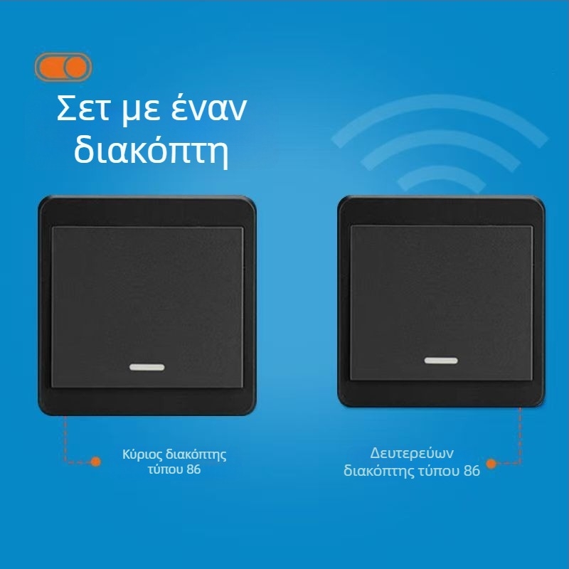 Ασύρματος διακόπτης φωτισμού 220V με διπλό έλεγχο, αυτοκόλλητο πάνελ (χωρίς καλώδια)