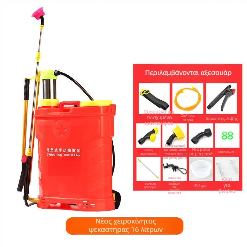 Αγροτικός ψεκαστήρας πλάτης — χειροκίνητος, υψηλής πίεσης, με μανιβέλα, για προστασία καλλιεργειών και απολύμανση