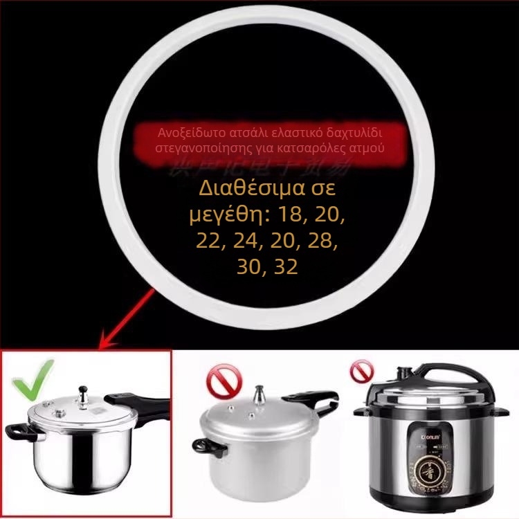 Δακτύλιος σφράγισης κατσαρόλας πίεσης, καουτσούκ, συμβατός με όλες τις εστίες, μοντέλο 1