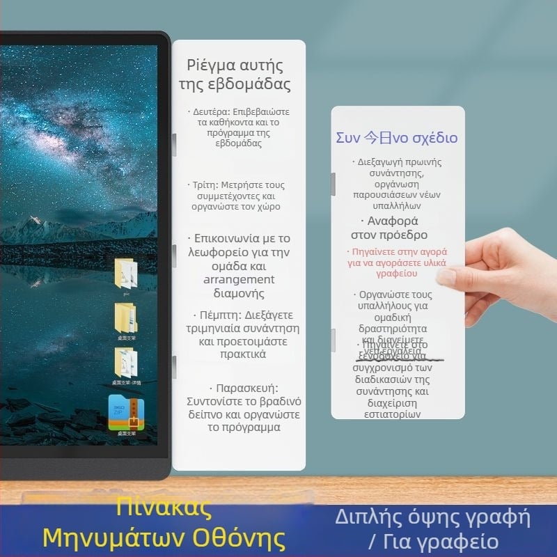 Διπλής όψεως μαγνητικός λευκός πίνακας πλευράς οθόνης με σβήσιμες σημειώσεις