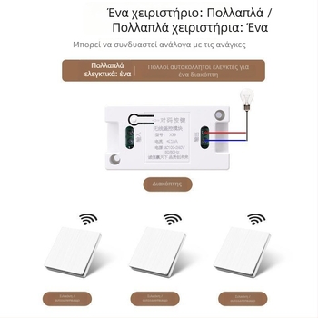 Ασύρματος διακόπτης τοίχου με τηλεχειριστήριο, 86‑πάνελ, 220V, για LED φωτισμό, χωρίς καλωδίωση