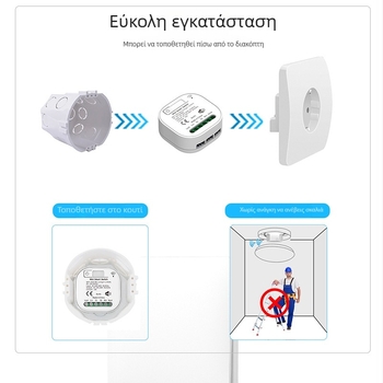Qichip Zigbee δέκτης με Wi-Fi διακόπτη και αυτοτροφοδοτούμενο πάνελ διακόπτη, φωνητικό τηλεχειριστήριο, έξυπνος χρονοδιακόπτης, AC 100–240V, 10A, 60×60 мм, PC πάνελ, 1 000 000 κύκλοι
