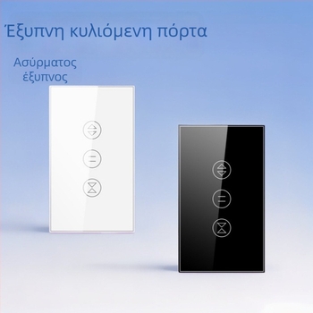 US πρίζα Tuya WiFi Έξυπνος διακόπτης ρολού πόρτας – φωνητικός απομακρυσμένος έλεγχος, συμβατός με Alexa, πάνελ από tempered glass (100-240V AC, 10A, απόσταση οπών τοποθέτησης 83.5 mm, CE RoHS)