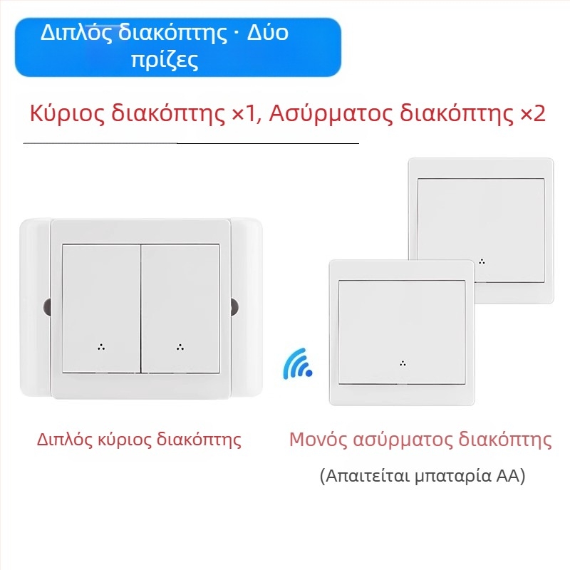 Ασύρματος διακόπτης φωτισμού με τηλεχειρισμό, τύπος 118-86, χωρίς καλωδίωση, διπλός έλεγχος, για οικιακή χρήση, αυτοκόλλητο πάνελ, 220V