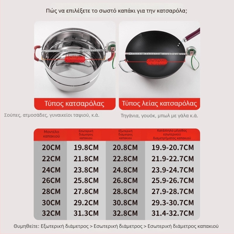 Κάλυμμα κατσαρόλας - 304 ανοξείδωτος χάλυβας, Μοντέλο g001, 1,6 kg, Badman, Σύγχρονη απλότητα