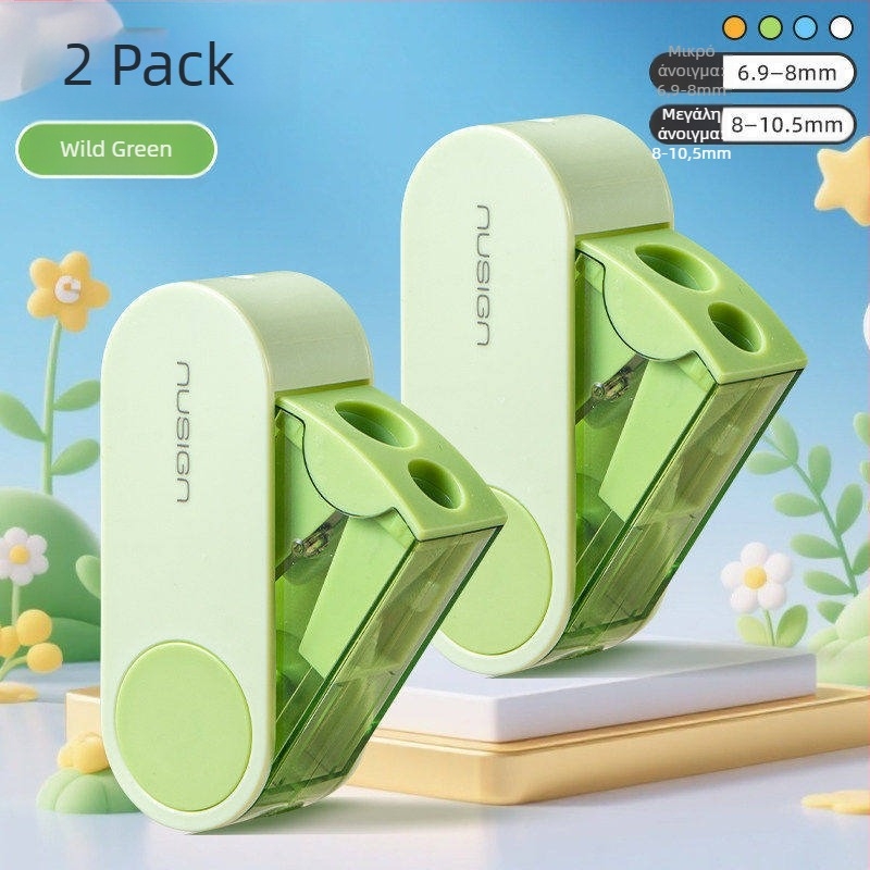 Deli ξύστρα μολυβιών με δύο τρύπες, περιστρεφόμενη, χειροκίνητη, φορητή, πλαστική