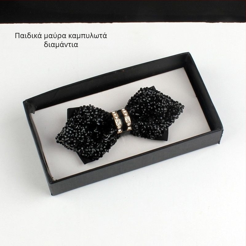 Γραβάτα-φιόγκος με στρας και δερμάτινο πυρήνα, unisex αξεσουάρ για επίσημο ντύσιμο