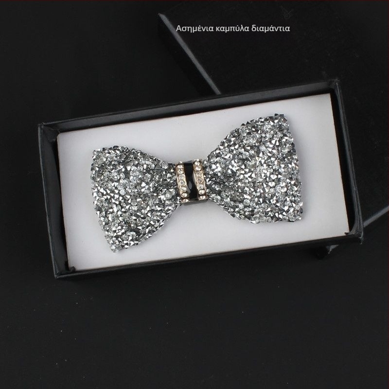 Γραβάτα-φιόγκος με στρας και δερμάτινο πυρήνα, unisex αξεσουάρ για επίσημο ντύσιμο