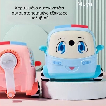 Ξύστρα μολυβιού – σχέδιο κινούμενου λεωφορείου, χειροκίνητη περιστροφή, ρυθμιζόμεný πάχος γραφίτη, μοντέλο 1502, πλαστικό