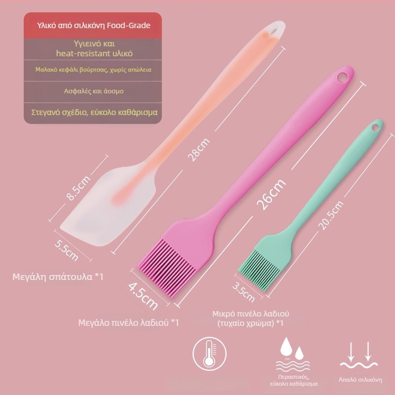 Σιλικόνης βούρτσα λαδιού για πάνκεϊκς, μπάρμπεκιου και ψήσιμο, ανθεκτική σε υψηλές θερμοκρασίες, χωρίς απώλεια ινών, τροφίμου ποιότητας σιλικόνη (Υψηλή θερμοκρασία; Χωρίς απώλεια ινών; Τροφίμου ποιότητας)