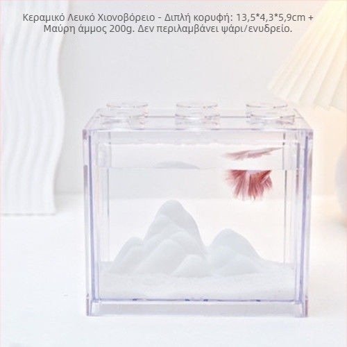 Κεραμικό μίνι ορεινό τοπίο για ενυδρείο Μπέτα – DIY χιονισμένος κόσμος, διακόσμηση γραφείου, μάρκα Unique