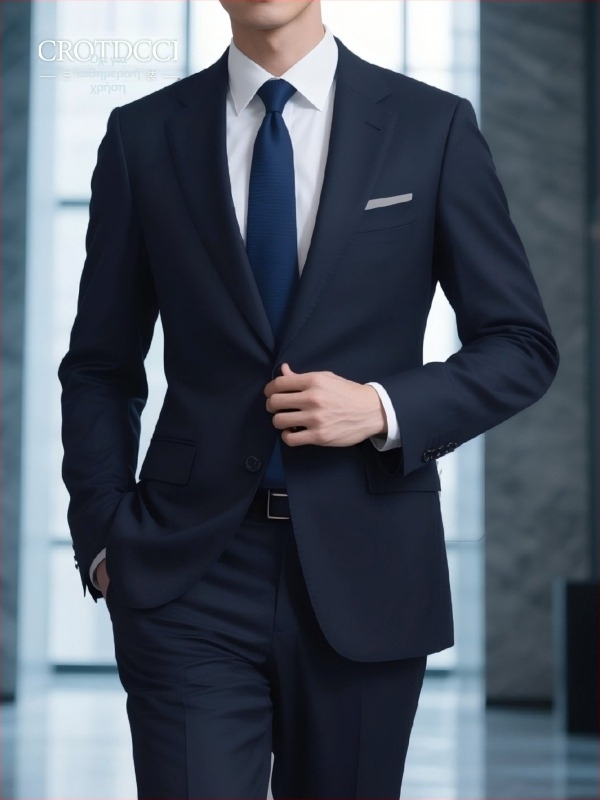 Ανδρικό κοστούμι φθινοπωρινό business casual σε ναυτικό μπλε, εφαρμογή slim fit, επίσημο ένδυμα για εργασία