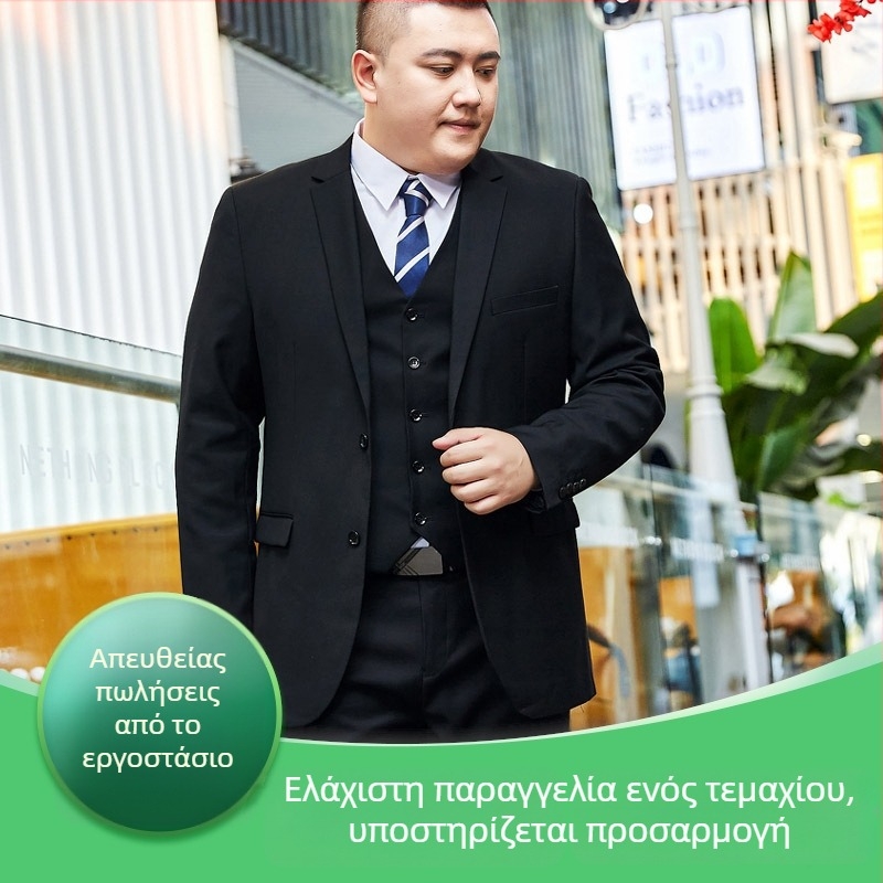 Ανδρικό κοστούμι μεγάλου μεγέθους για επιχειρηματικό και επίσημο ντύσιμο, γαμπρός και κουμπάρος, στενή γραμμή