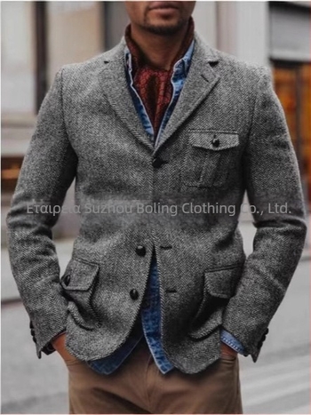 Ανδρικό σακάκι κοστουμιού, στενή γραμμή, με σειρά τεσσάρων αγκράφων, νάιλον-χημικό μείγμα, τετρά εποχές, ελαφρύ επαγγελματικό στυλ