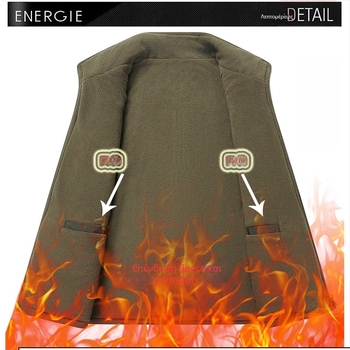 Ανδρικό γιλέκο εργασίας με επένδυση fleece για τον χειμώνα, με πολλαπλές τσέπες, για υπαίθριο ψάρεμα