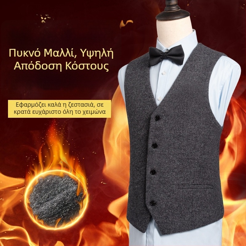 Μάλλινο γιλέκο κοστουμιού για άνδρες, V-λαιμό, 57,5% μαλλί, ευθεία κοπή, για τον χειμώνα