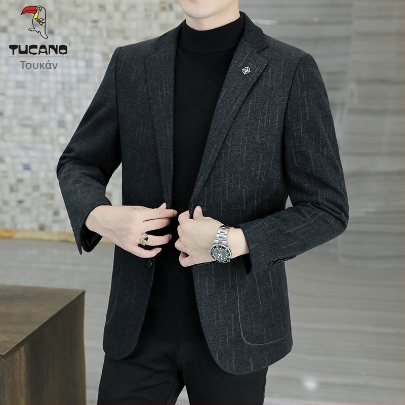 Woodpecker Ανδρικό σακάκι για όλες τις εποχές – επιχειρηματικό casual στυλ, άνετη γραμμή, υλικό υψηλής ποιότητας με αντιρυτιδικές ιδιότητες, μεγάλο μέγεθος