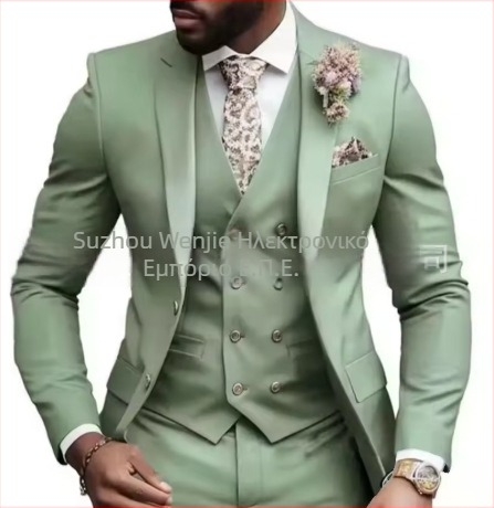 Ανδρικό κοστούμι 3 τεμαχίων, Notched Lapel, single-breasted με δύο κουμπιά, Serge ύφασμα (70% πολυεστέρας), εφαρμοστό