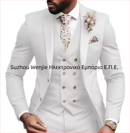 Ανδρικό κοστούμι 3 τεμαχίων, Notched Lapel, single-breasted με δύο κουμπιά, Serge ύφασμα (70% πολυεστέρας), εφαρμοστό