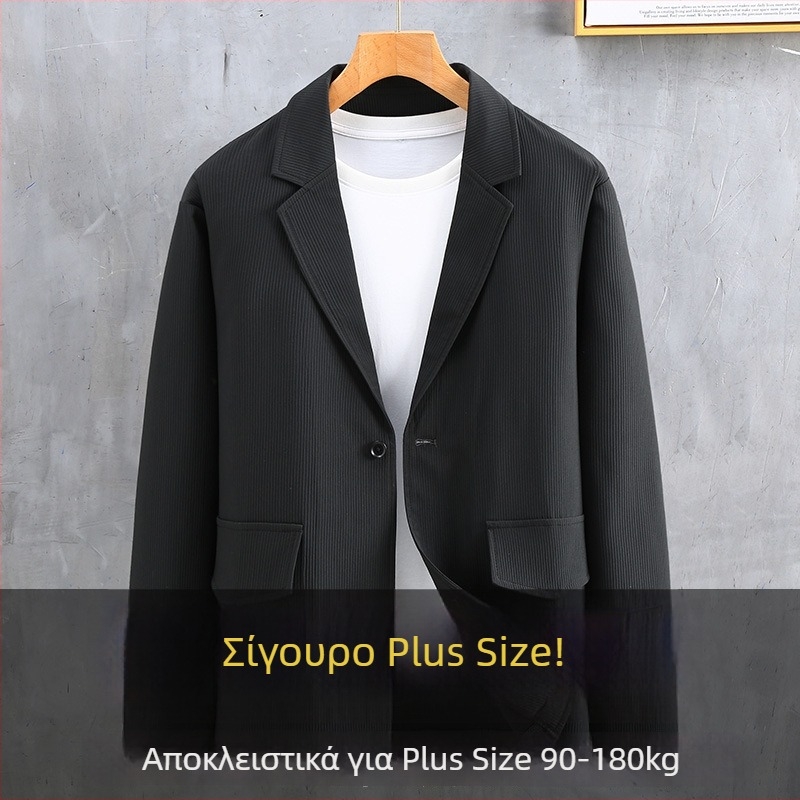 Αντρικό σακάκι μεγάλου μεγέθους για άνοιξη και φθινόπωρο, μινιμαλιστικό επαγγελματικό στυλ, casual κοστούμι με γιακά, διαπνέον πολυεστέρας, μονόχρωμο