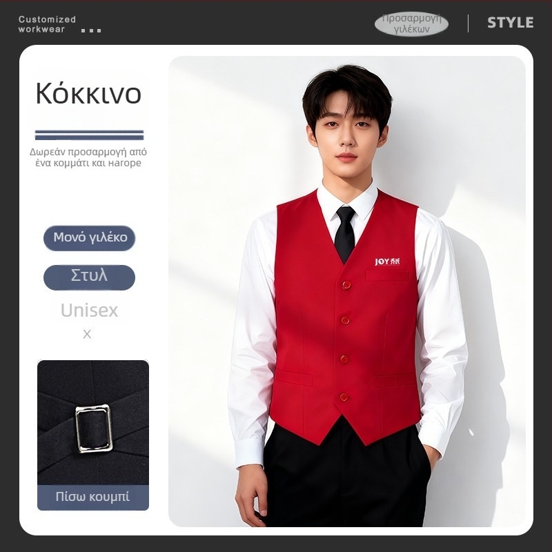 Ανδρικό γιλέκο μπιλιάρδου με εκτύπωση λογότυπου, Slim-Fit στυλ καρντιγκαν, μονόμπουτον, 100% πολυεστέρας με επένδυση