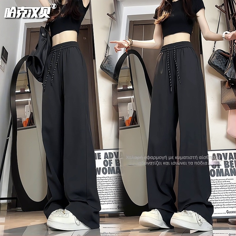 Unisex παντελόνια με drape, ίσια γραμμή, άνοιξη-καλοκαίρι, casual
