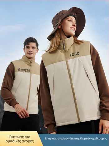 Αθλητικό γιλέκο χωρίς μανίκια με σταθερό γιακά και φερμουάρ, παχύ ύφασμα