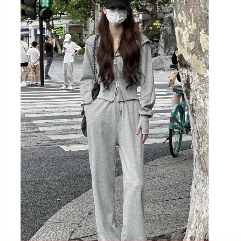 Σετ δύο τεμαχίων hoodie για γυναίκες – πολυεστέρας 80–90%, μακριά μανίκια, καθημερινό στυλ για χειμώνα, άνοιξη και φθινόπωρο