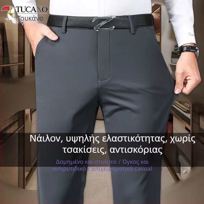 Ανδρικοί παντελόνες με ίσιο κόψιμο, δυτικού τύπου, χειμερινό επαγγελματικό ύφος, ύφασμα λινό-βισκόζη
