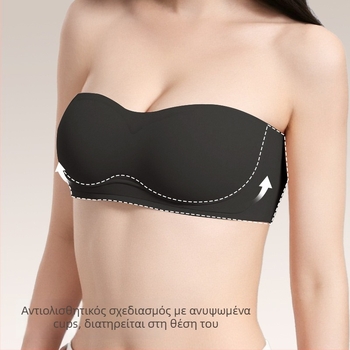 Σουτιέν χωρίς τιράντες τύπου tube top για μικρό στήθος — χωρίς ραφές, αντιολισθητικό, μαλακή στήριξη, θήκες 3/4 με λεπτό καλούπωμα, νάιλον/σπαντέξ ανάμειξη