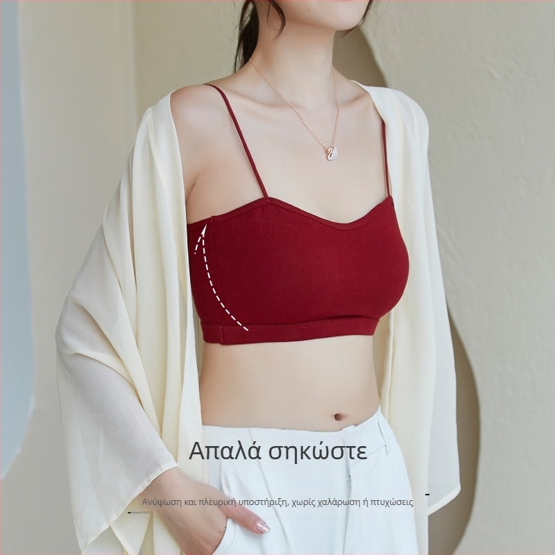 Βαμβακερό σουτιέν χωρίς τιράντες με όμορφο πίσω μέρος, 3/4 cup, φόρμα καλουπιού: επάνω λεπτή, κάτω παχιά, άνετη στήριξη