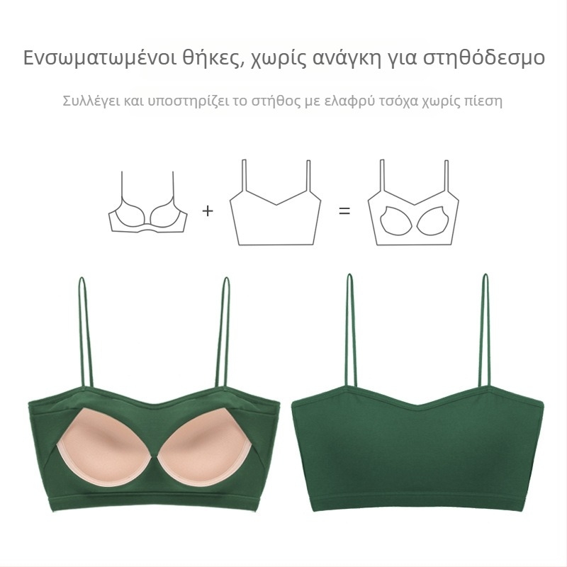 Βαμβακερό σουτιέν χωρίς τιράντες με όμορφο πίσω μέρος, 3/4 cup, φόρμα καλουπιού: επάνω λεπτή, κάτω παχιά, άνετη στήριξη