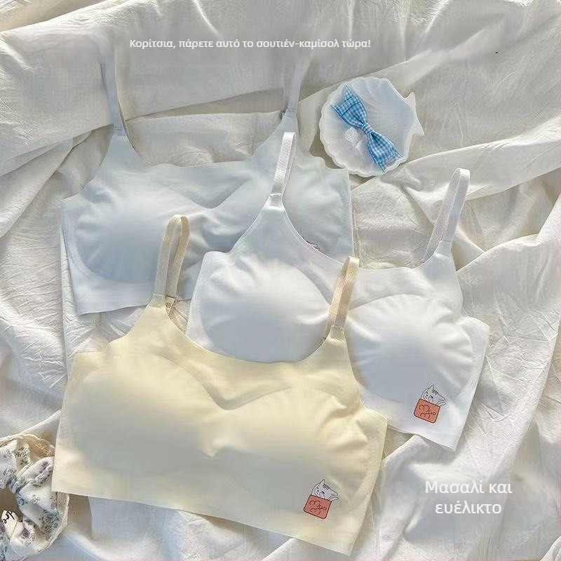 Τοπ τύπου Bra wrap/tube με ύφασμα Ice Silk, νάιλον βάση, λεπτές προσαρμοσμένες cups, πλήρες κάλυμμα, στυλ γιλέκο