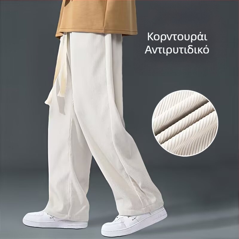 Ανδρικά παντελόνια corduroy, φαρδιά γραμμή, καθημερινά αθλητικά για άνοιξη και φθινόπωρο