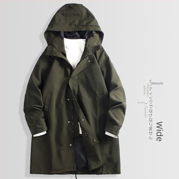 Ανδρικό πανωφόρι τύπου windbreaker, μεσαίου μήκους, με γιακά, φερμουάρ, χαλαρή γραμμή, πλαϊνές τσέπες