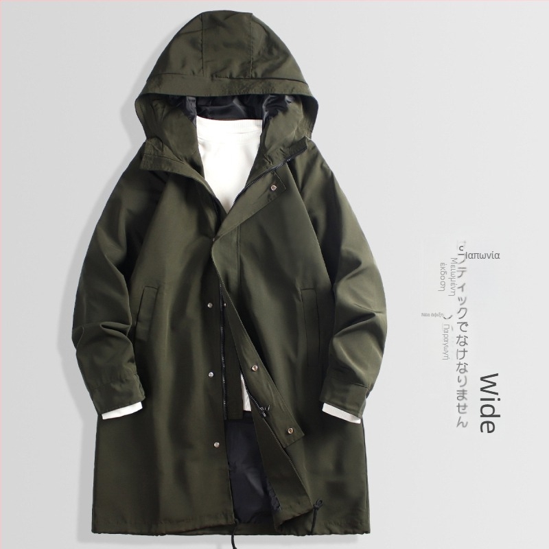 Ανδρικό πανωφόρι τύπου windbreaker, μεσαίου μήκους, με γιακά, φερμουάρ, χαλαρή γραμμή, πλαϊνές τσέπες