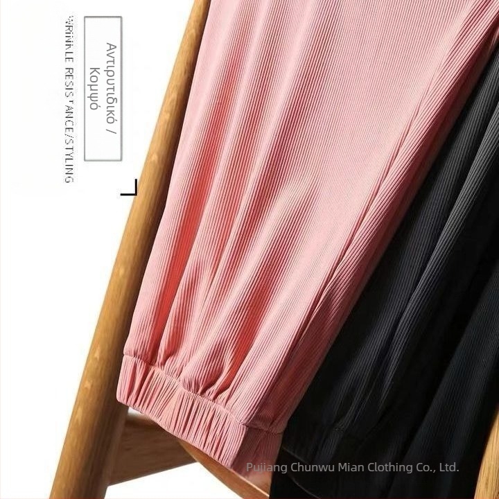 Γυναικείες παντελόνες από ice silk, χαλαρή γραμμή, κοντό καλοκαιρινό παντελόνι, ευρύ παντελόνι τύπου lantern, μεγάλο μέγεθος