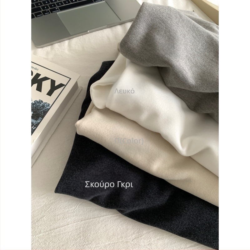 Γυναικεία oversized φλις μακρυμάνικη μπλούζα T‑shirt για τον χειμώνα, απαλή και ζεστή, άνετη γραμμή