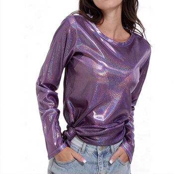 Πολυεστερικό T‑shirt με μακριά μανίκια, φαρδιά γραμμή, γοτθικό street fashion στυλ, λαιμός τύπου crewneck