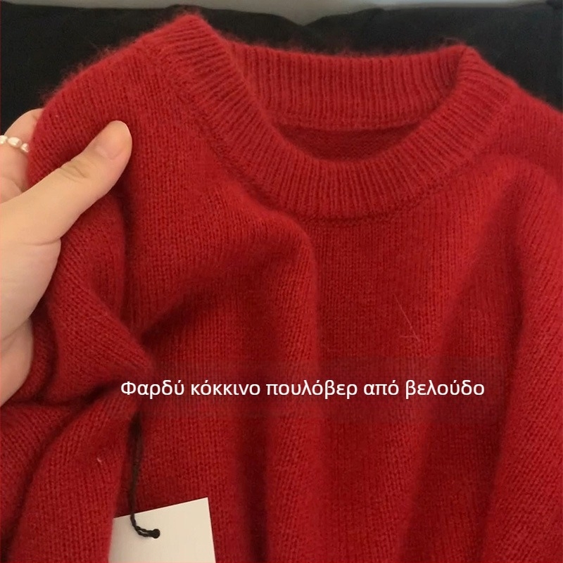 Γυναικείο chenille πουλόβερ με κουκούλα, χοντρό πλεκτό τοπ, μονόχρωμο