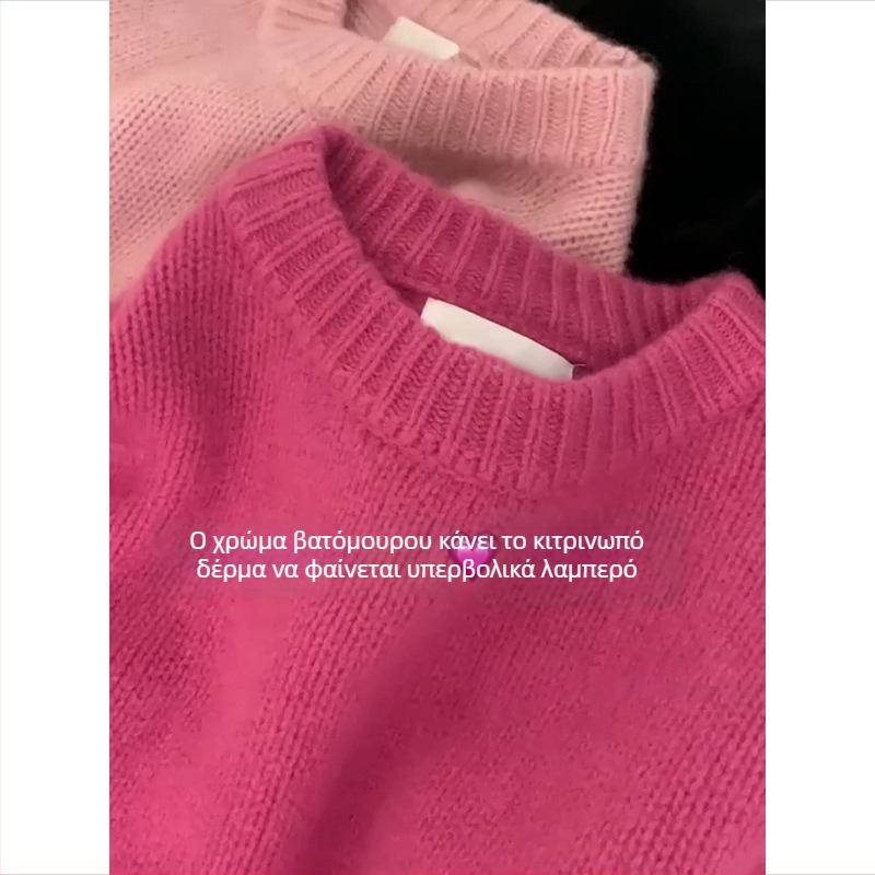 Γυναικείο chenille πουλόβερ με κουκούλα, χοντρό πλεκτό τοπ, μονόχρωμο