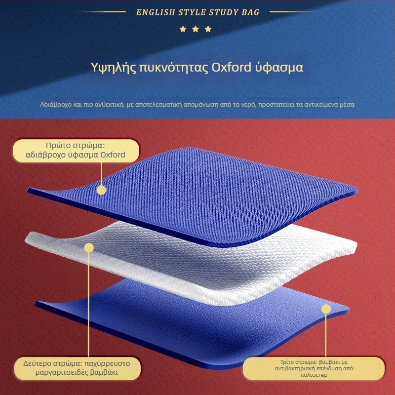 Unisex σχολικό σακίδιο από Oxford ύφασμα, αναπνεύσιμο πίσω πάνελ και προστασία της σπονδυλικής στήλης, ριγέ σχέδιο, αστικός μινιμαλισμός