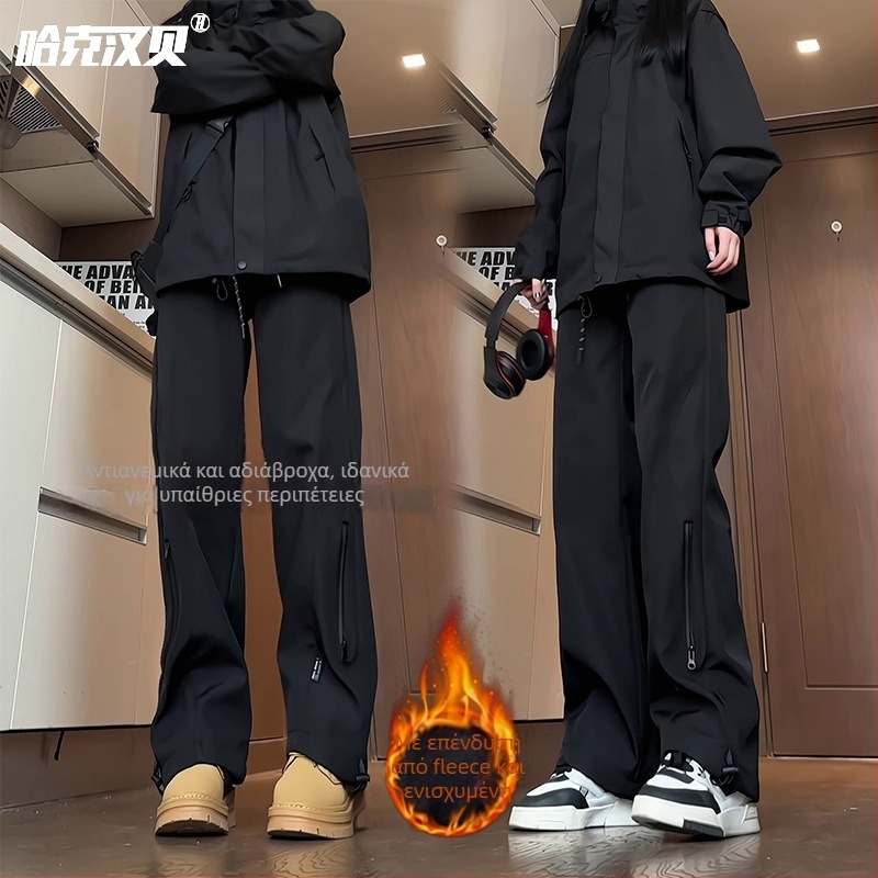 Ανδρικά παντελόνια πεζοπορίας με επένδυση φλίς, αδιάβροχα (αντιανεμικά, χειμερινά)