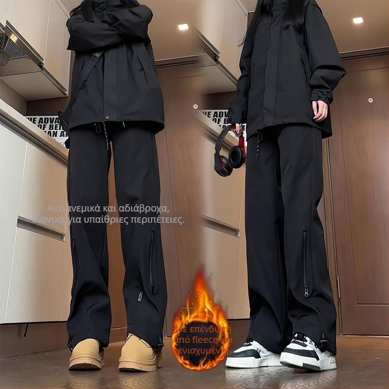 Ανδρικά παντελόνια πεζοπορίας με επένδυση φλίς, αδιάβροχα (αντιανεμικά, χειμερινά)