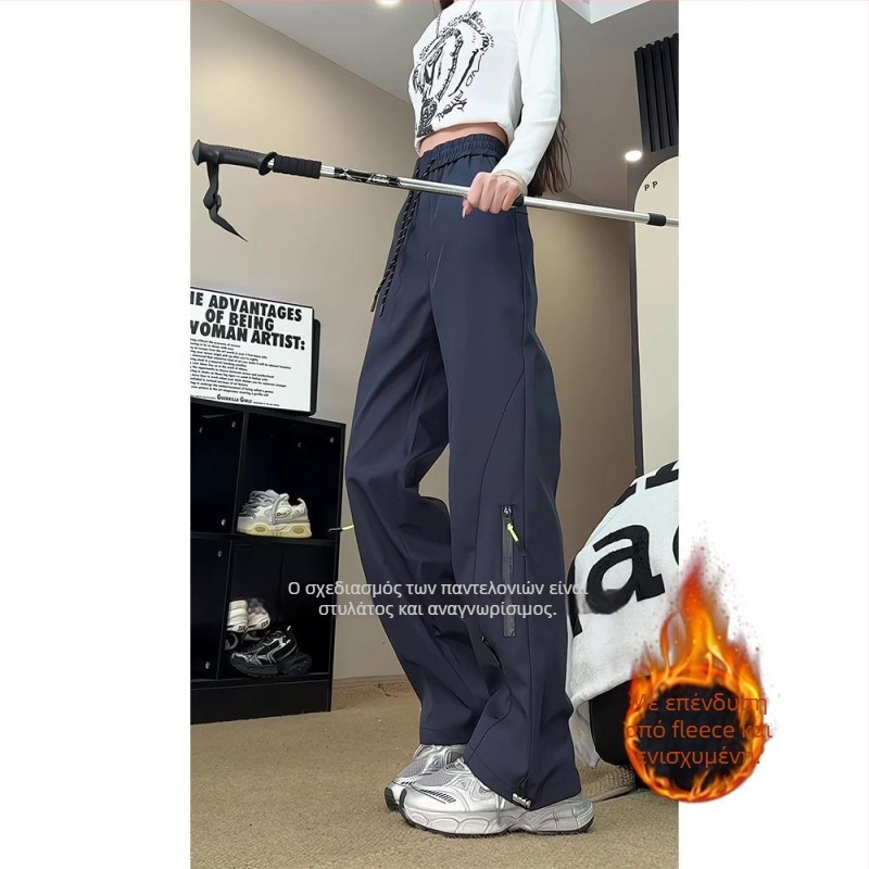 Ανδρικά παντελόνια πεζοπορίας με επένδυση φλίς, αδιάβροχα (αντιανεμικά, χειμερινά)